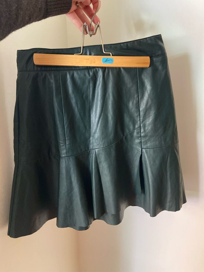 Mini jupe similicuir vert foncé 36