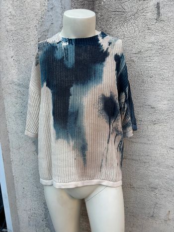 Tee-shirt en maille Zara beige et bleu – Taille XL