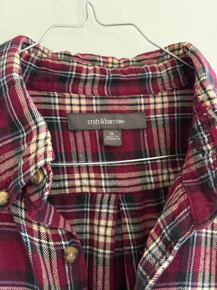 Chemise / Surchemise Croft & Barrow taille XL coton / flanelle couleur bordeaux beige & gris - photo numéro 3