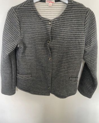 Belle veste cardigan T 8 ans DPAM gris avec fils or