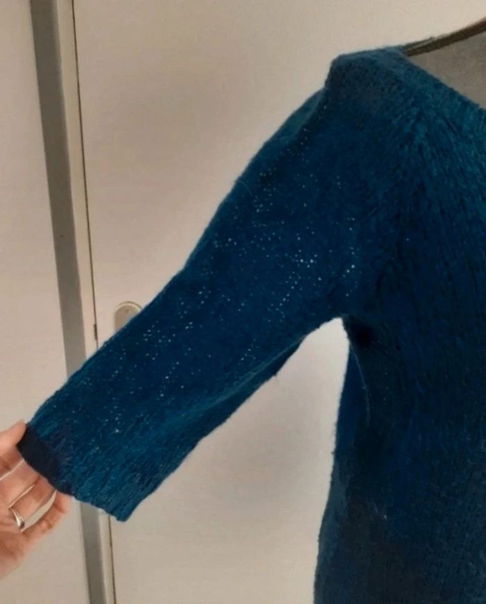 Pull bleu dur asymétrique M - photo numéro 3