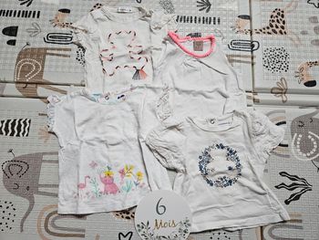 Lot 4 t-shirts été fille 6 mois
