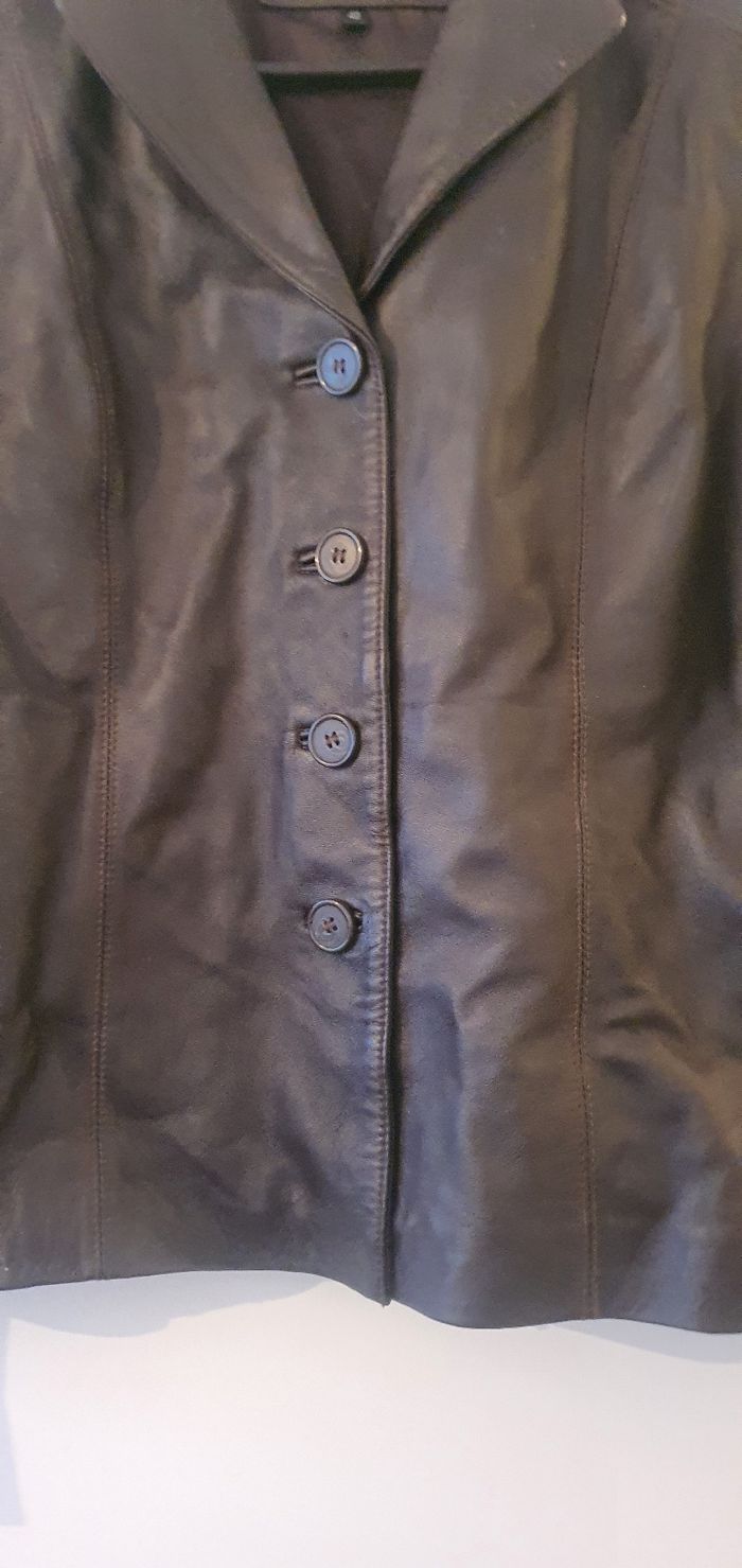 Veste cuir marron - photo numéro 2