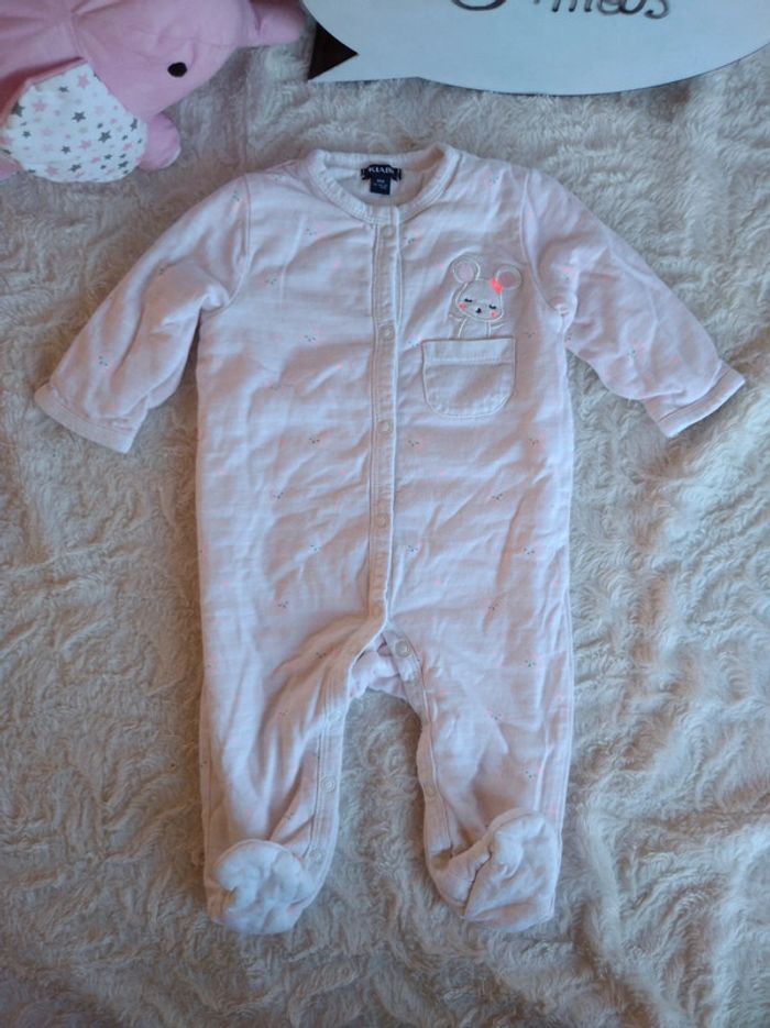 Pyjama grenouillère doublé coton épais Fille 6 mois Souris Kiabi - photo numéro 2