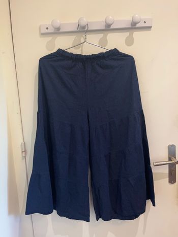 Pantalon extra large wide leg baggy bleu marine taille élastique lavish taille S