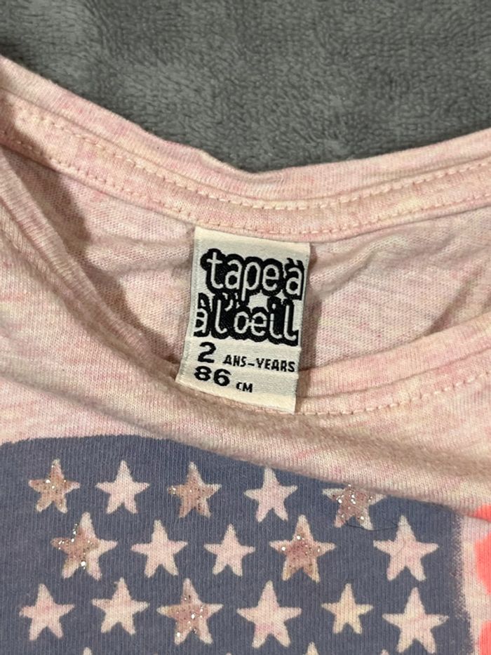 T-shirt fille drapeau usa  « love&peace » taille 2 ans Tape à l'oeil - photo numéro 3