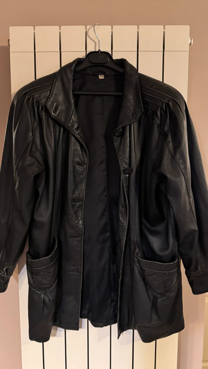Veste blouson en véritable cuir Noir taille 42 - photo numéro 7