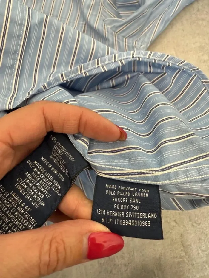 Chemise Ralph Lauren femme lignée bleue taille M parfait état - photo numéro 12