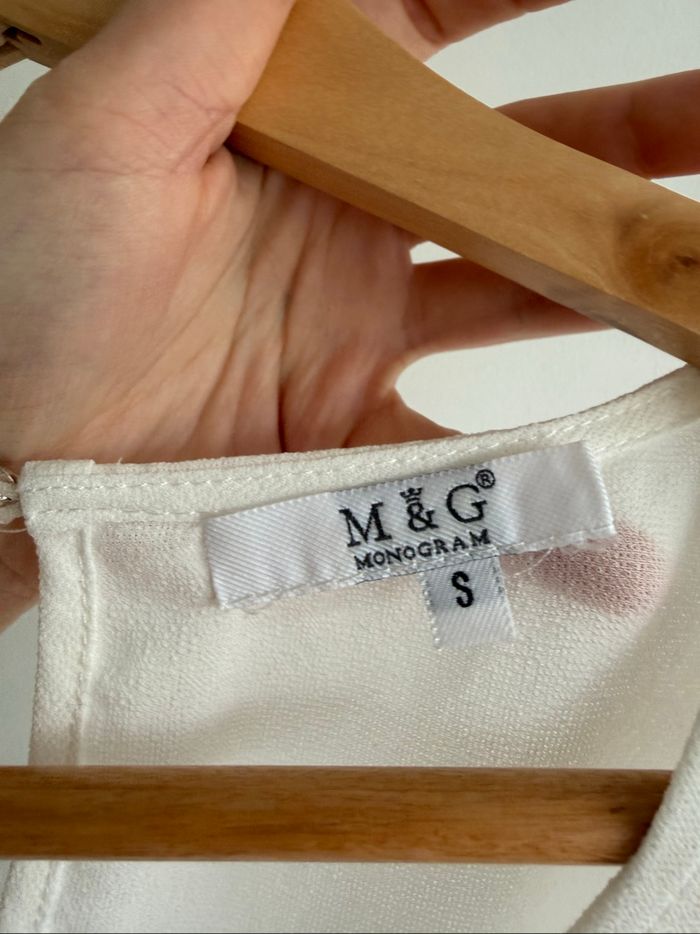 Combishort blanche avec dentelle et poche M&G taille 36 S - photo numéro 5