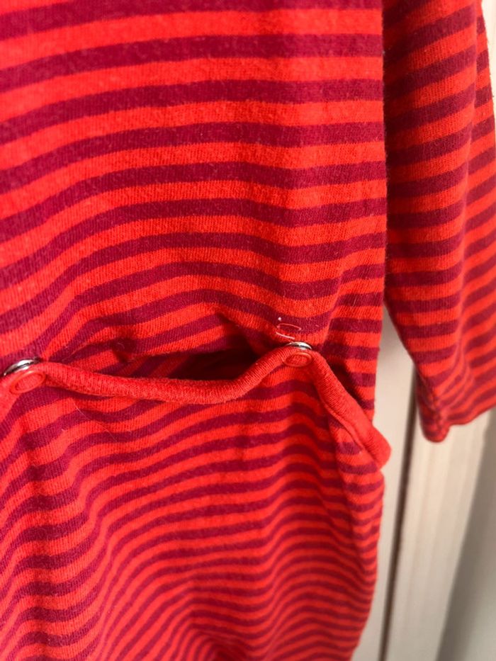 Pyjama bébé rouge , à rayures, 12 mois - photo numéro 6