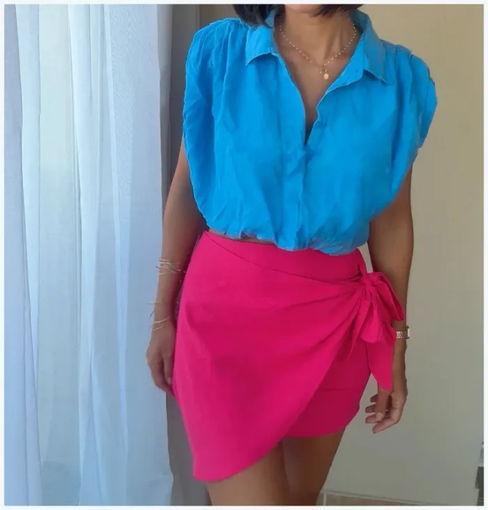 Chemise courte bleue Zara S bon état