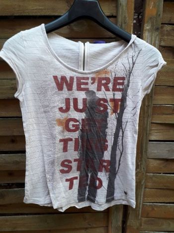 Tee-shirt MC crème & doré & rouge 36/S - Mexx