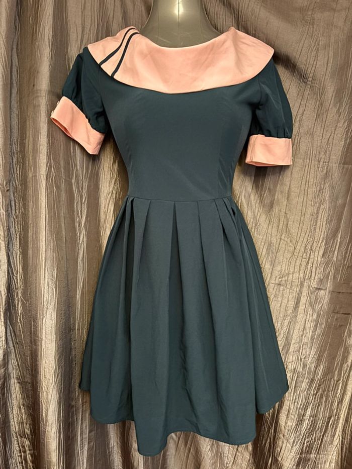 Superbe robe style années 50 bleu marine XS/34