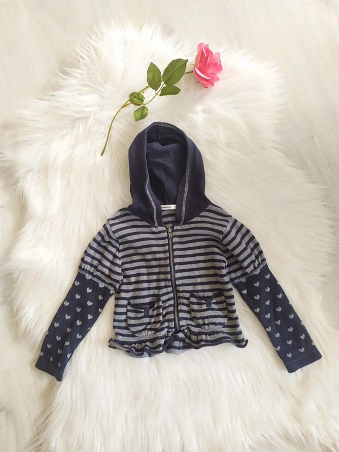 Gilet zip à capuche 3 ans en coton 3 pommes