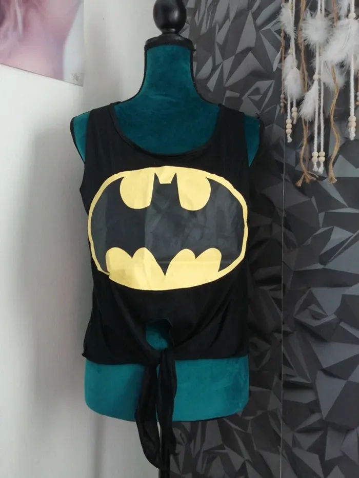 Top noir et jaune à nouer avec logo batman / fancyqube / (L)