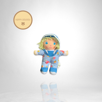 Poupée de chiffon fille blonde tenue bleue Dolly mine P48