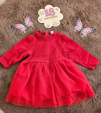 Robe rouge tulle brillante  18 mois fille