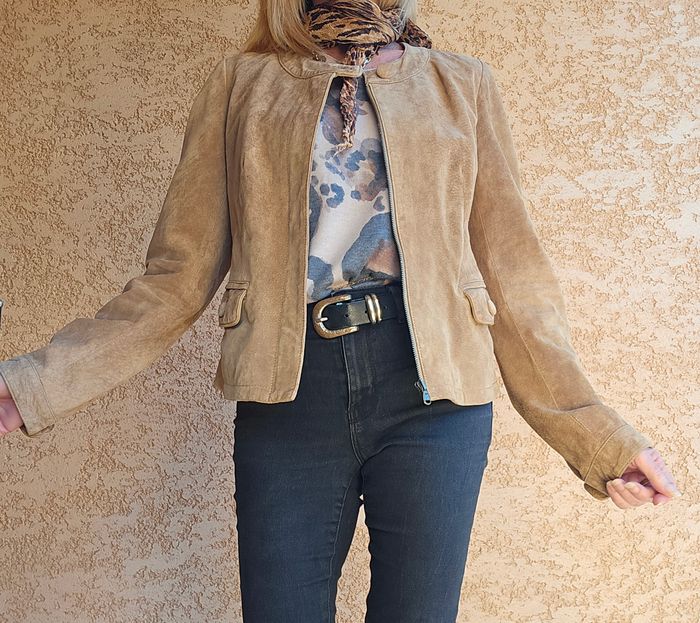 📌 Blouson Veste en Cuir suédé (daim)- Laura Clément