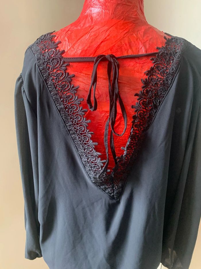 Blouse noire en voile grande taille - photo numéro 3