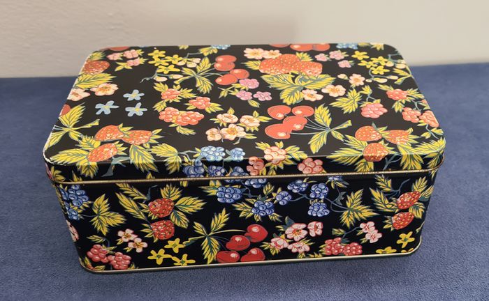 Boîte de rangement métal vintage fleurs et fruits - photo numéro 5