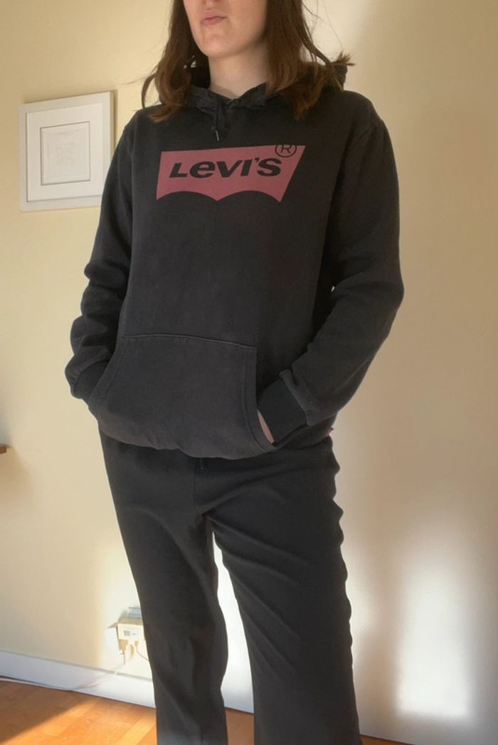 Sweat à capuche Hoodie pull levis noir - photo numéro 3