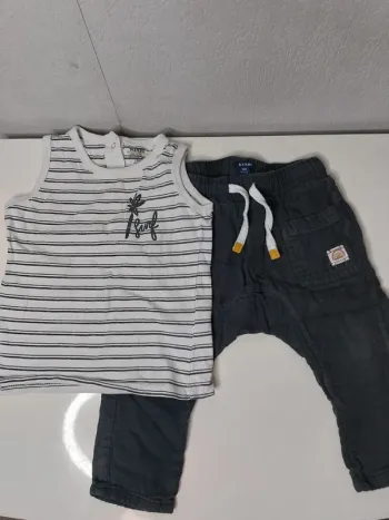 Ensemble Tee-shirt débardeur rayure blanc et noir" Kiabi"