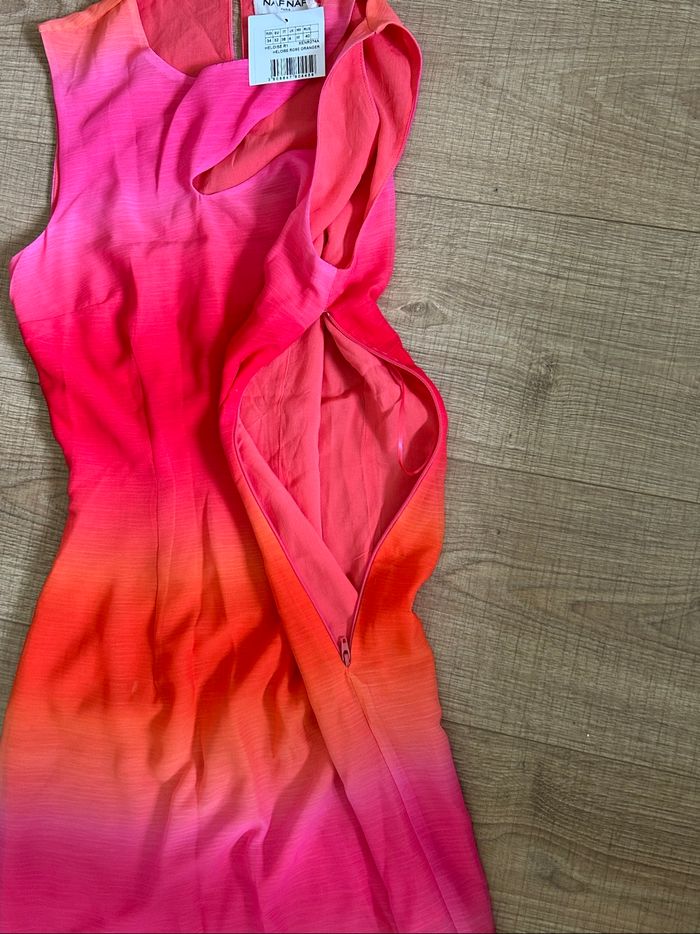 Robe mi longue multicolore neuve Naf Naf taille 34 - photo numéro 8