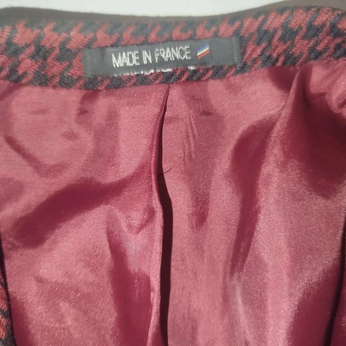 Manteau blazer à carreaux bordeaux/noir | Made in France | L - photo numéro 2