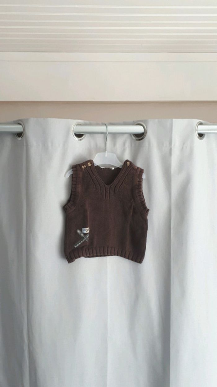 Pull sans manches garçon 12mois brun/marron