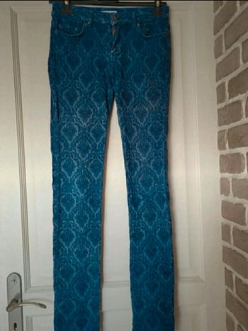 Pantalon bleu jacquard dentelle La Redoute S 36