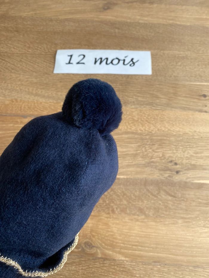 Bonnet bleu marine doré 12 mois - photo numéro 5