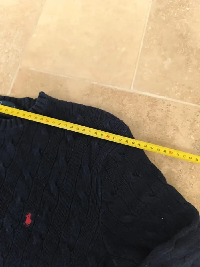 Pull torsadé Ralph Lauren homme M col rond en soie excellent état - photo numéro 7