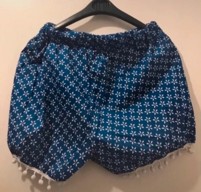 Short femme taille haute bleu blanc taille XL - photo numéro 2