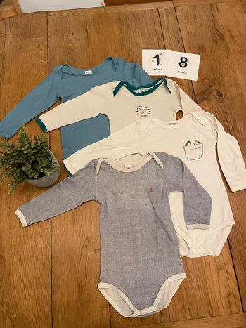 Lot de 4 bodies petit bateau 18mois