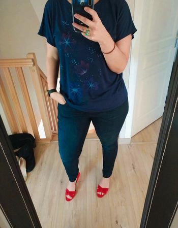 T-shirt bleu vintage taille L oversize coton