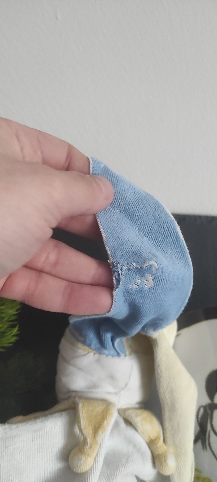 doudou Baby Nat ancien clown marionnette jaune bleu vert rond bonnet bouffon - photo numéro 4