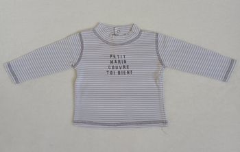 T-shirt rayé blanc/gris 6 mois