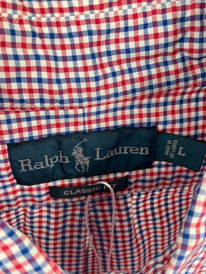 Chemise Ralph Lauren Rouge Blue Logo Bordee Classic Fit L - photo numéro 4