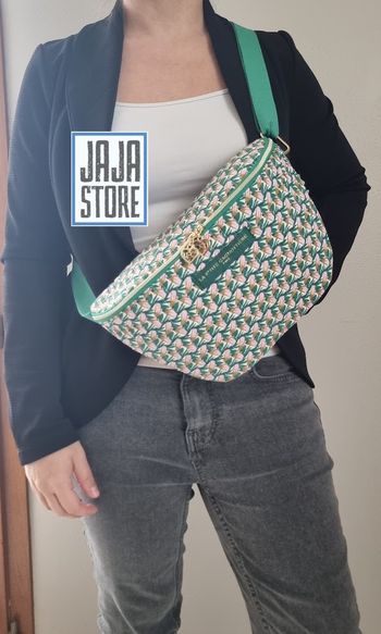 Sac banane liberty imprimé vert et rose