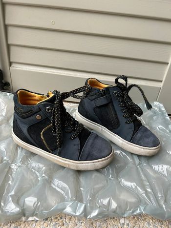 Baskets montantes cuir à lacets et fermeture éclair garçon verbaudet