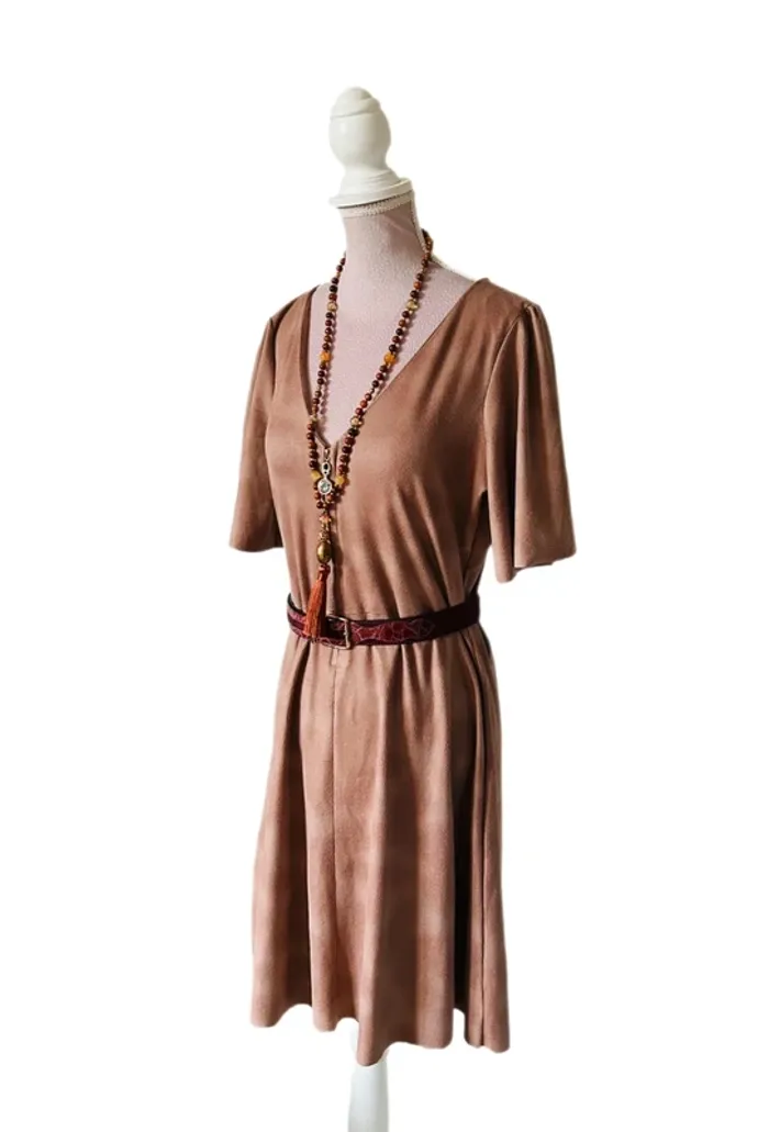 🧡🍁Robe automnale suédine bohème chic L/40 Suede-effect Boho dress🍁🧡 - photo numéro 4