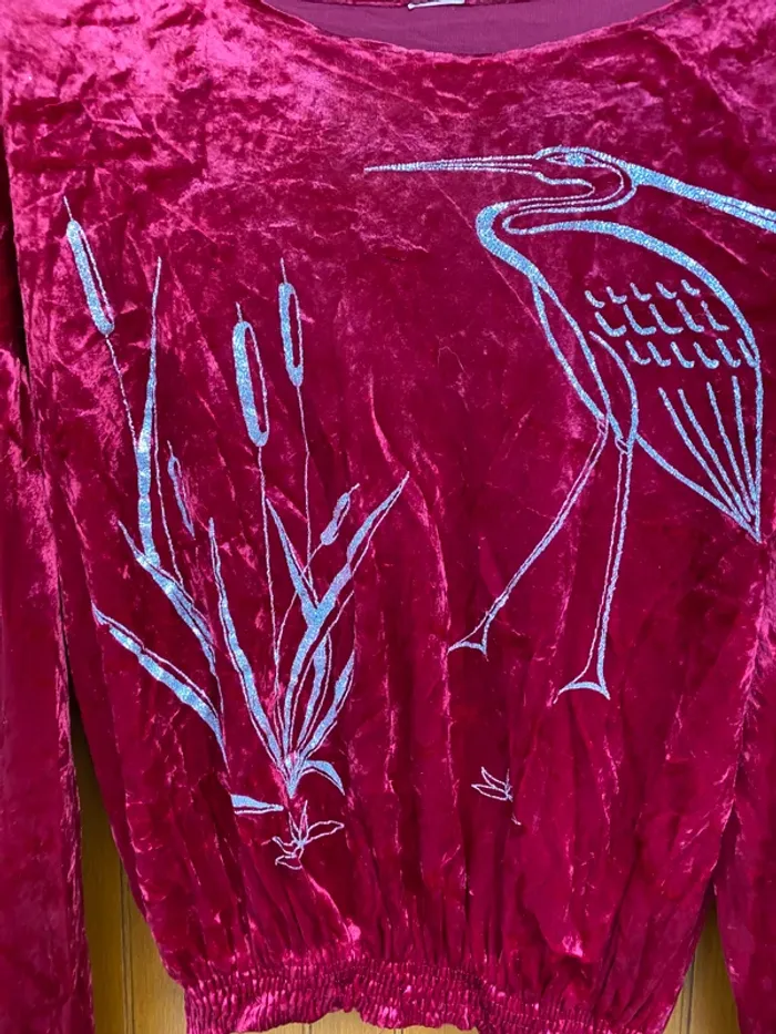 Croc top velours rouge vintage - photo numéro 2