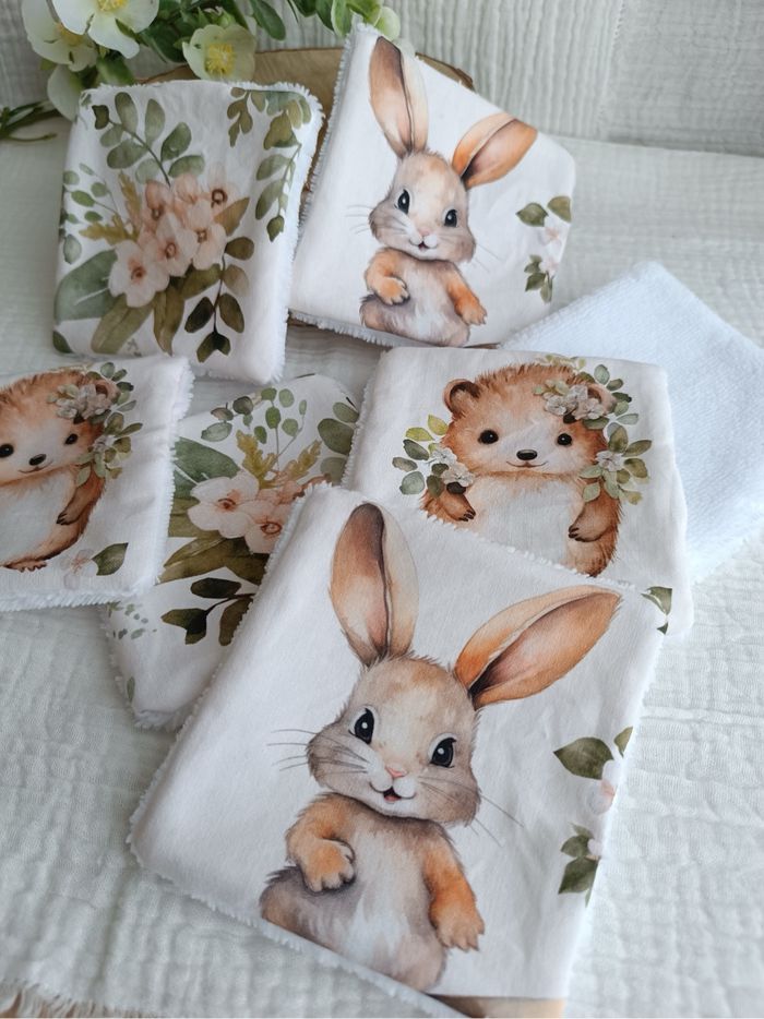 Lingettes lavables lapin hérisson - photo numéro 2