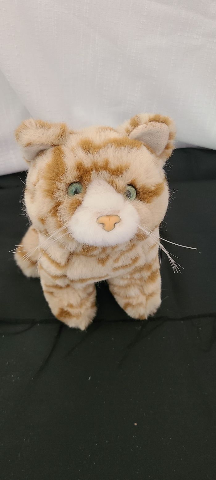 Peluche Doudou Chat Roux Orange Tigré Assis Nounours - photo numéro 4
