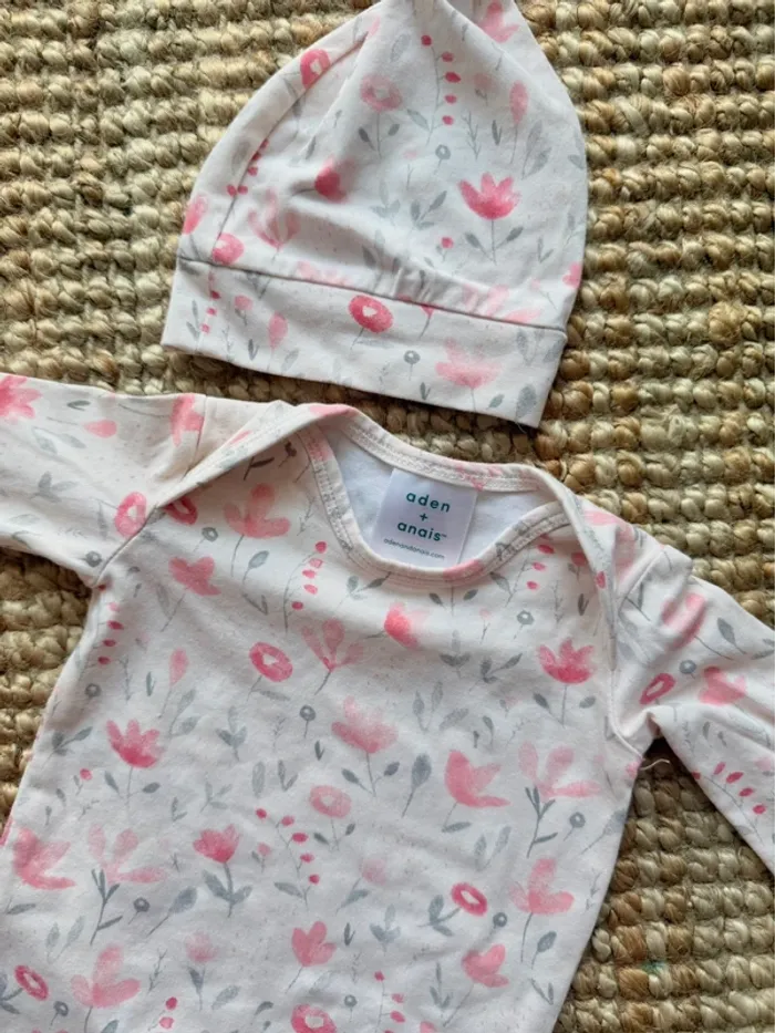 Body combinaison + bonnet Aden et Anaïs 0/3mois - photo numéro 2