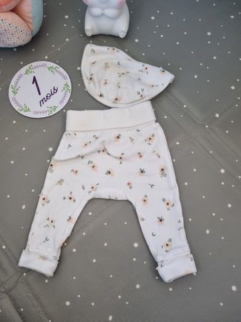 Ensemble Pantalon évolutif & Bavoir assorti GÉMO - 1 mois