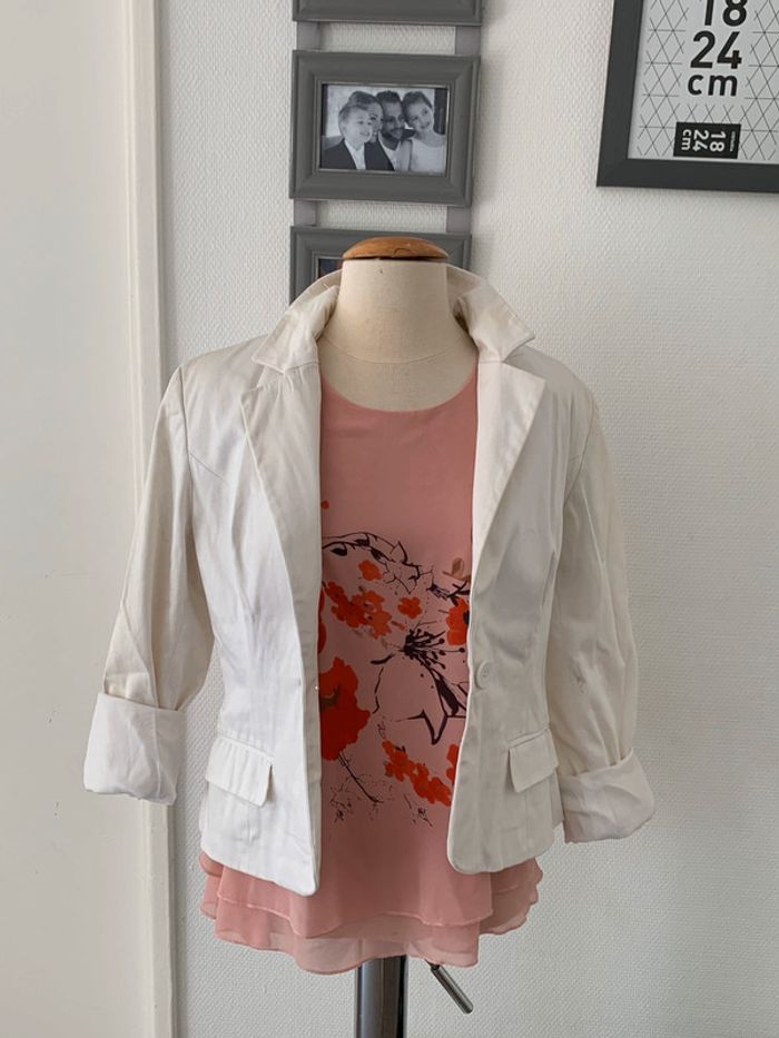 Veste tailleur / Blazer blanche 36 - photo numéro 2