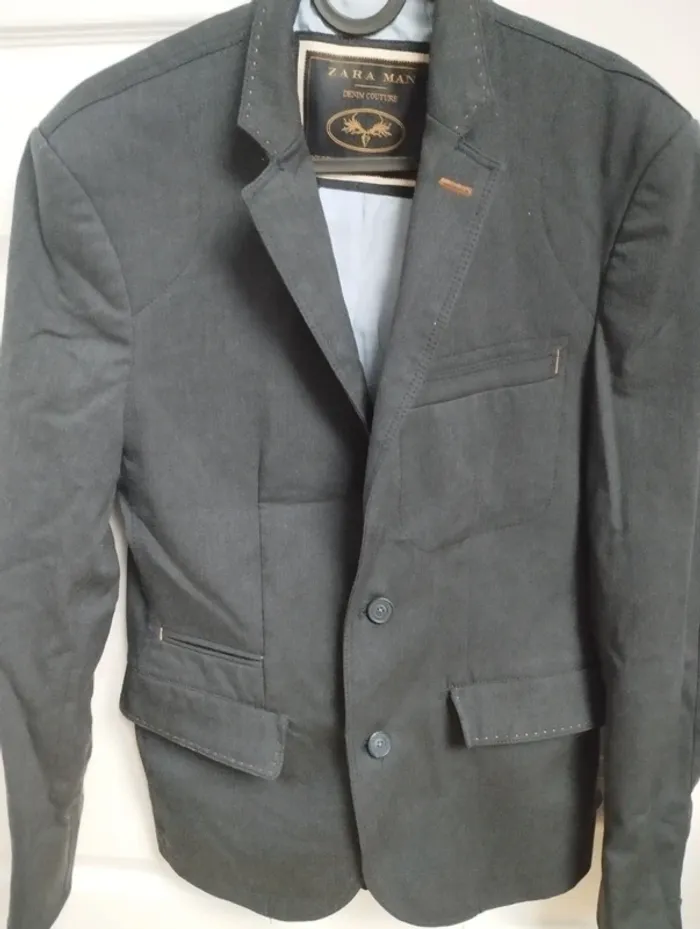 Veste de costume bleu gris Zara 36 - photo numéro 6