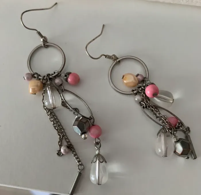 Boucles oreilles rose fantaisie