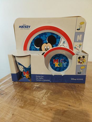Lot Mickey Bol, Assiette et verre 
